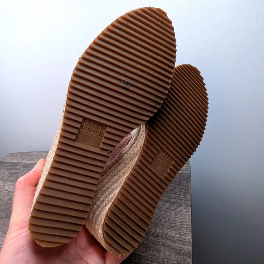 Eileen Fisher Pink Suede Espadrille Wedge Sandals Ankle‎ Zip Women 8.5